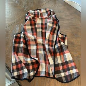 SHEIN Curve Plaid Waterfall Coat Vest Jacket - 1XL